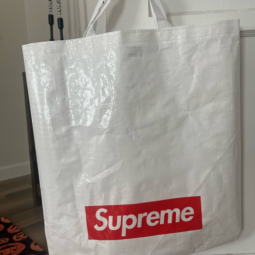 Supreme Red and White Shopping Tote